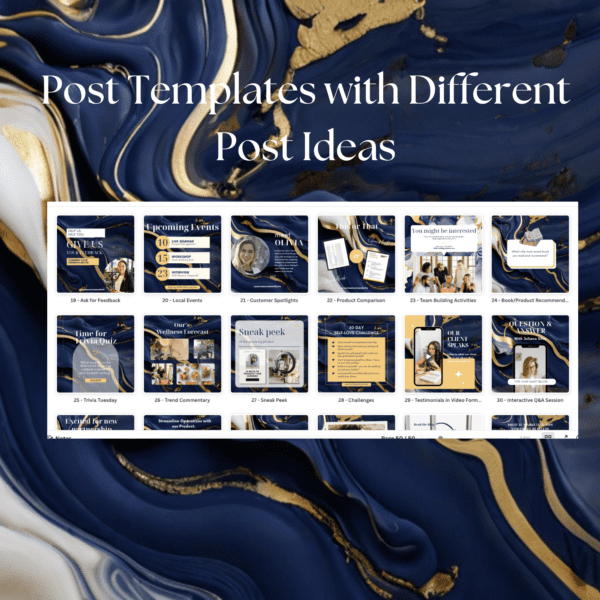 Navy and Gold Canva Social Media Templates | 50 Elegant Designs - Image 3