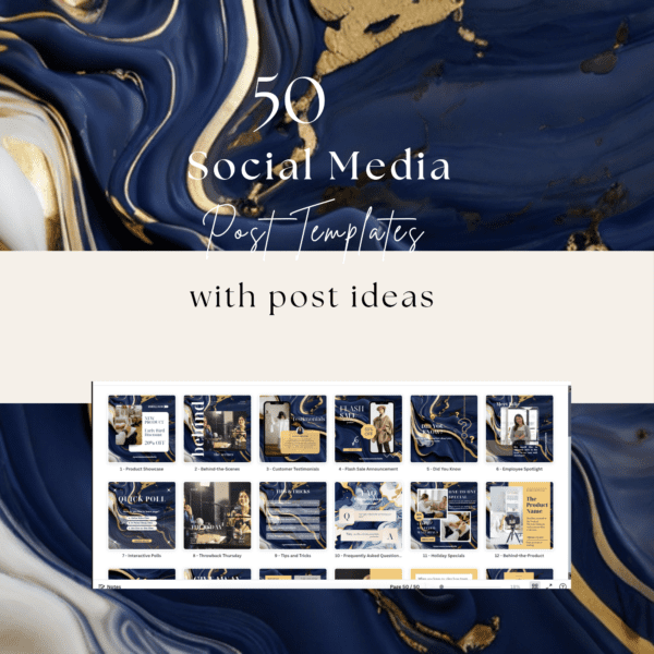 Navy and Gold Canva Social Media Templates | 50 Elegant Designs - Image 5