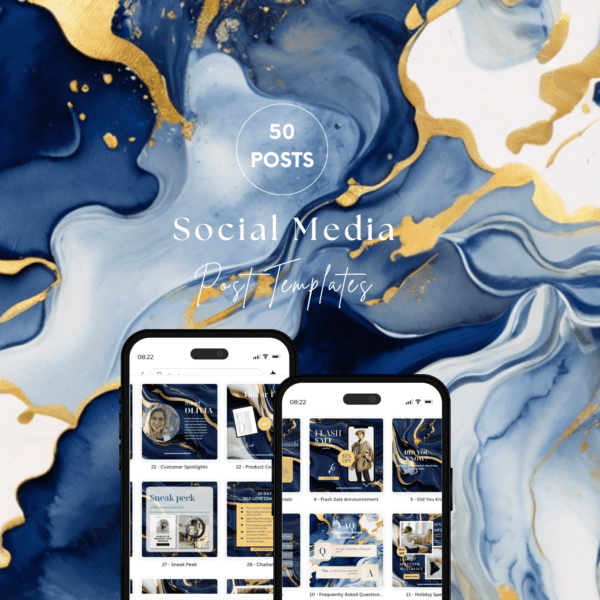 Navy and Gold Canva Social Media Templates | 50 Elegant Designs - Image 6